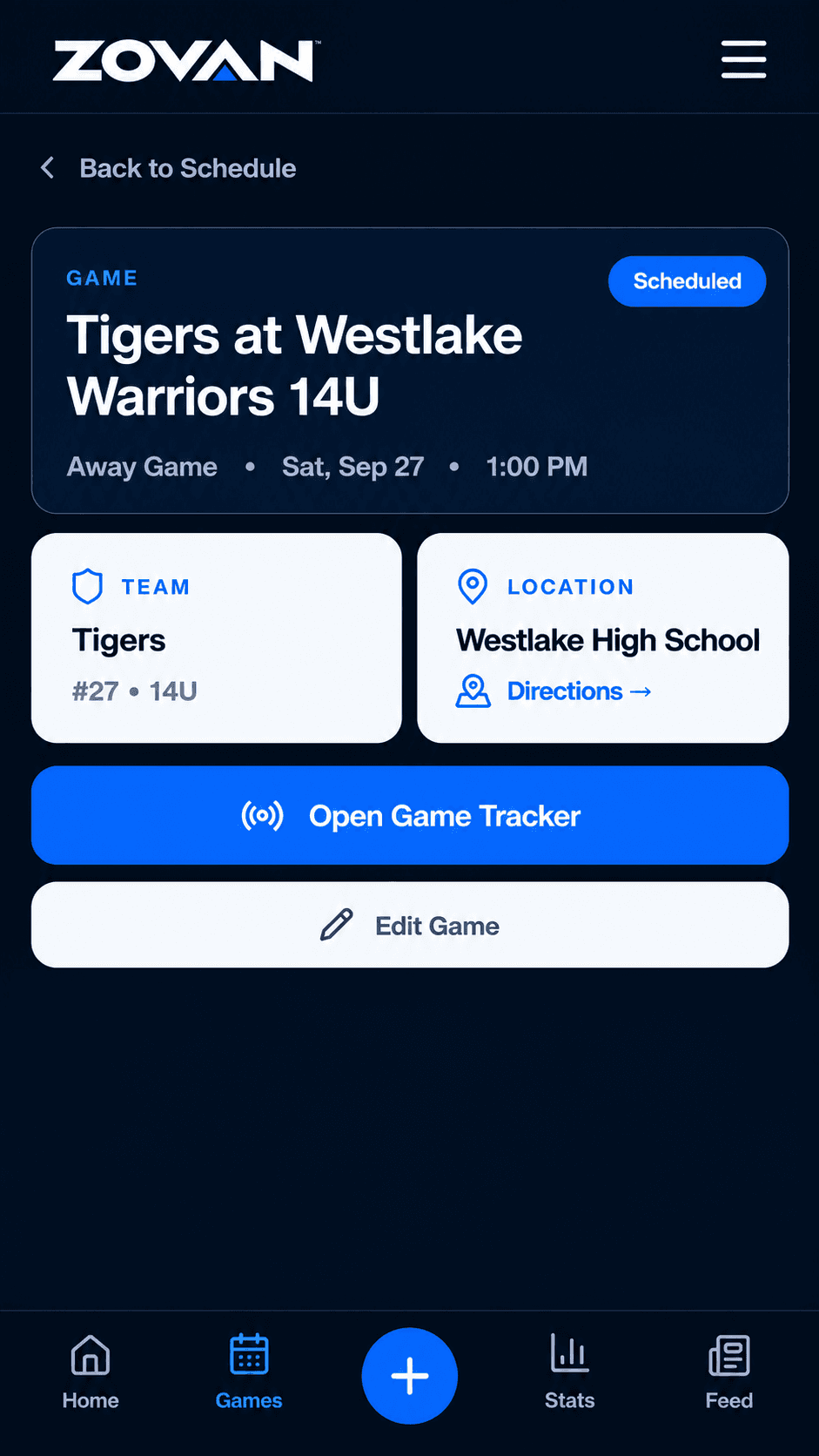 ZOVAN athlete dashboard